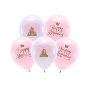 5 baloane pastel Happy Birthday