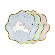 8 Farfurii Pastel Unicorn- 18 cm