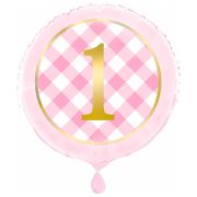Balon roz prima aniversare - 45 cm