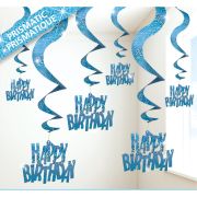 6 panglici Happy Birthday bleu