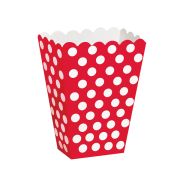 8 cutii rosii cu buline pentru popcorn