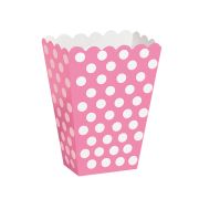 8 cutii roz cu buline pentru popcorn