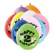 Baloane Happy Birthday cu cifra 2 - 23 cm