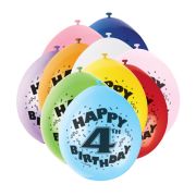 Baloane Happy Birthday cu cifra 4