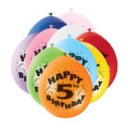 Baloane Happy Birthday cu cifra 5 - 23 cm