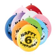 Baloane Happy Birthday cu cifra 6 - 23 cm