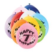 Baloane Happy Birthday cu cifra 7 - 23 cm