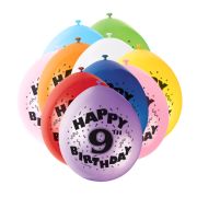 Baloane Happy Birthday cu cifra 9