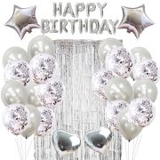 Kit Happy Birthday cu baloane argintii