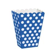 8 cutii albastre cu bulinute pentru popcorn