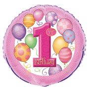 Balon folie metalizata First Birthday Girl 45 cm