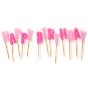 Lumanari roz Happy Birthday