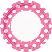 8 Farfurii roz cu buline - 21 cm