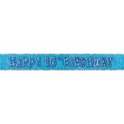 Party banner prismatic pentru aniversare 16 ani Happy Birthday