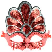 Masca venetiana rosie cu paiete