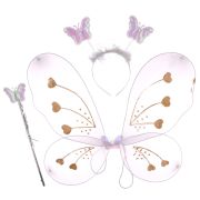 Aripi de fluture albe cu sclipici auriu si accesorii