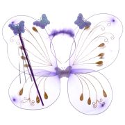 Aripi de fluture mov cu sclipici auriu si accesorii