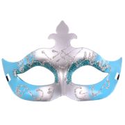 Masca de carnaval bleu cu gri si sclipici