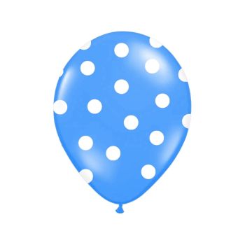 10 baloane albastre cu buline albe - 30 cm