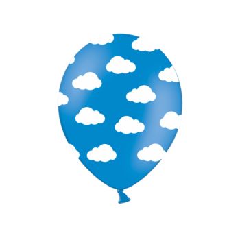10 baloane albastre cu norisori albi  30 cm