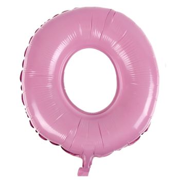 Balon folie cifra 0 roz - 30 cm inaltime
