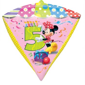Balon folie metalizata diamondz Minnie Mouse cifra 5 - 43 cm