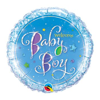 Balon folie holografic Welcome Baby Boy 45 cm
