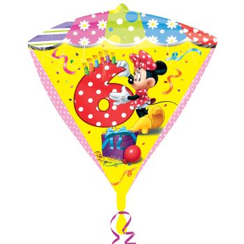Balon folie metalizata diamondz Minnie Mouse cifra 6 - 43 cm
