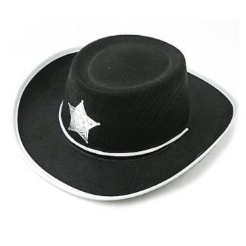 Palarie neagra de sheriff cowboy pentru copii