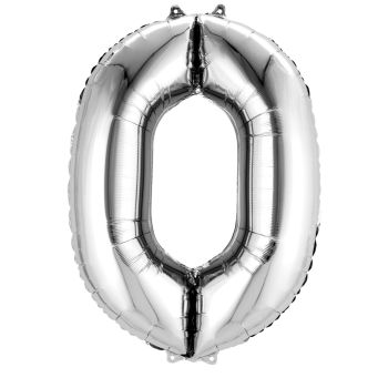 Balon folie argintiu cifra 0 - 63 x 88 cm