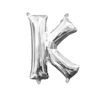 Balon mini folie argintiu litera K 25x33 cm