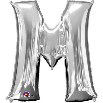 Balon mini folie argintiu litera M 27x33 cm