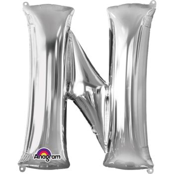 Balon mini folie argintiu litera N 27x33 cm