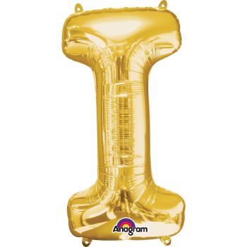 Balon mini folie auriu litera I 17x33 cm