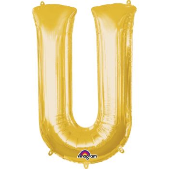 Balon mini folie auriu litera U 20x33 cm