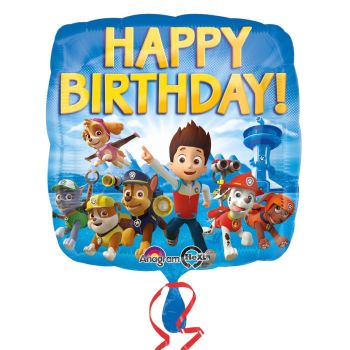 Balon patrat folie Happy Birthday Paw Patrol 43 cm