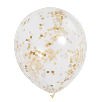 6 Baloane cu confetti aurii - 30.5 cm