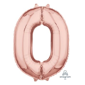 Balon roz cifra 0 - 50 x 66 cm