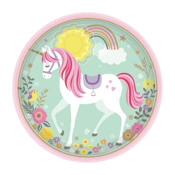 8 farfurii Unicorn - 23 cm
