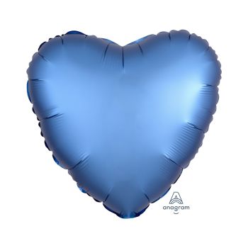 Balon inima albastru satinat 43 cm