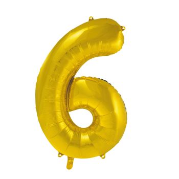 Balon auriu folie cifra 6 - 90 cm