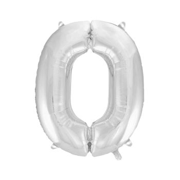 Balon folie argintiu cifra 0 - 90 cm