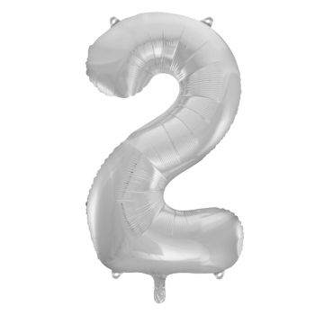Balon folie argintiu cifra 2 - 90 cm