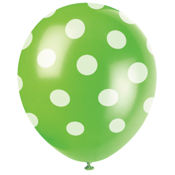 6 baloane verzi cu buline albe 30 cm