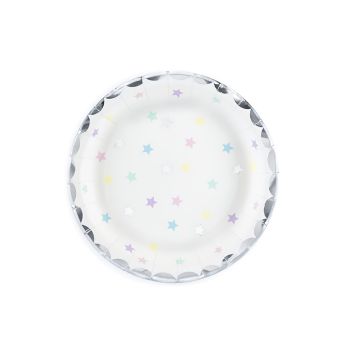 6 farfurii cu stelute multicolore - 18 cm