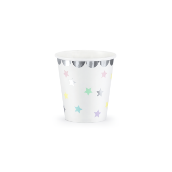 6 Pahare cu stelute multicolore - 180 ml
