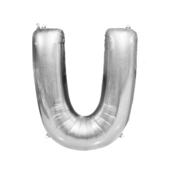 Balon folie argintiu litera U - 86 cm