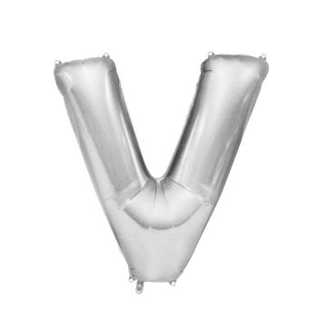 Balon folie argintiu litera V - 86 cm