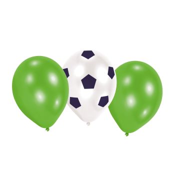 6 baloane fotbal verde - alb 22 cm