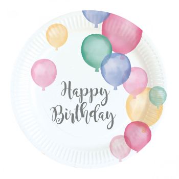 8 farfurii Happy Birthday cu baloane - 18 cm	
